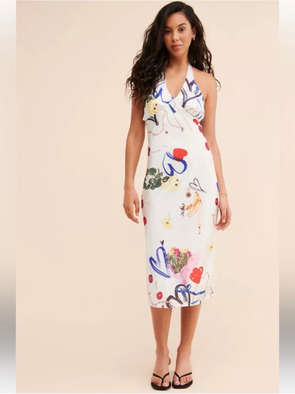 ⚡️Urban Outfitters Everleigh Halter Midi Dress in Botanical Motif - Picture 1 of 6